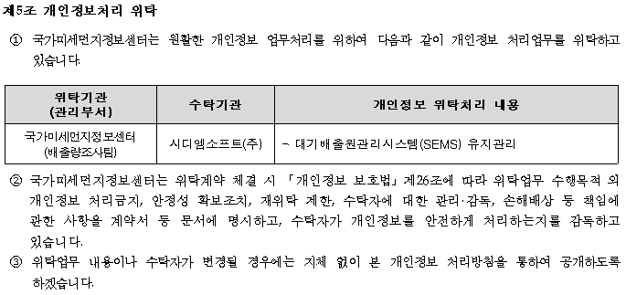 제5조 개인정보처리 위탁